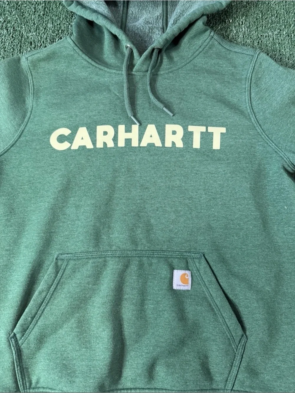 Carhartt Hoodie Youth L Green Relaxed Fit Logo Pullover Sweatshirt 105194 G55 - Picture 3 of 7
